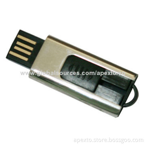 Mini Retractable USB Flash Drives, Customized Packaging Types/Logos Accepted, 256MB to 32GB